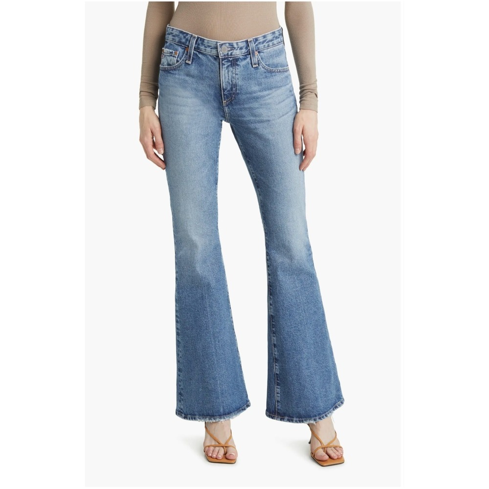 AG Adriano Goldschmied Angeline Mid Rise Flare Jeans Blue Contour 360 Size 29